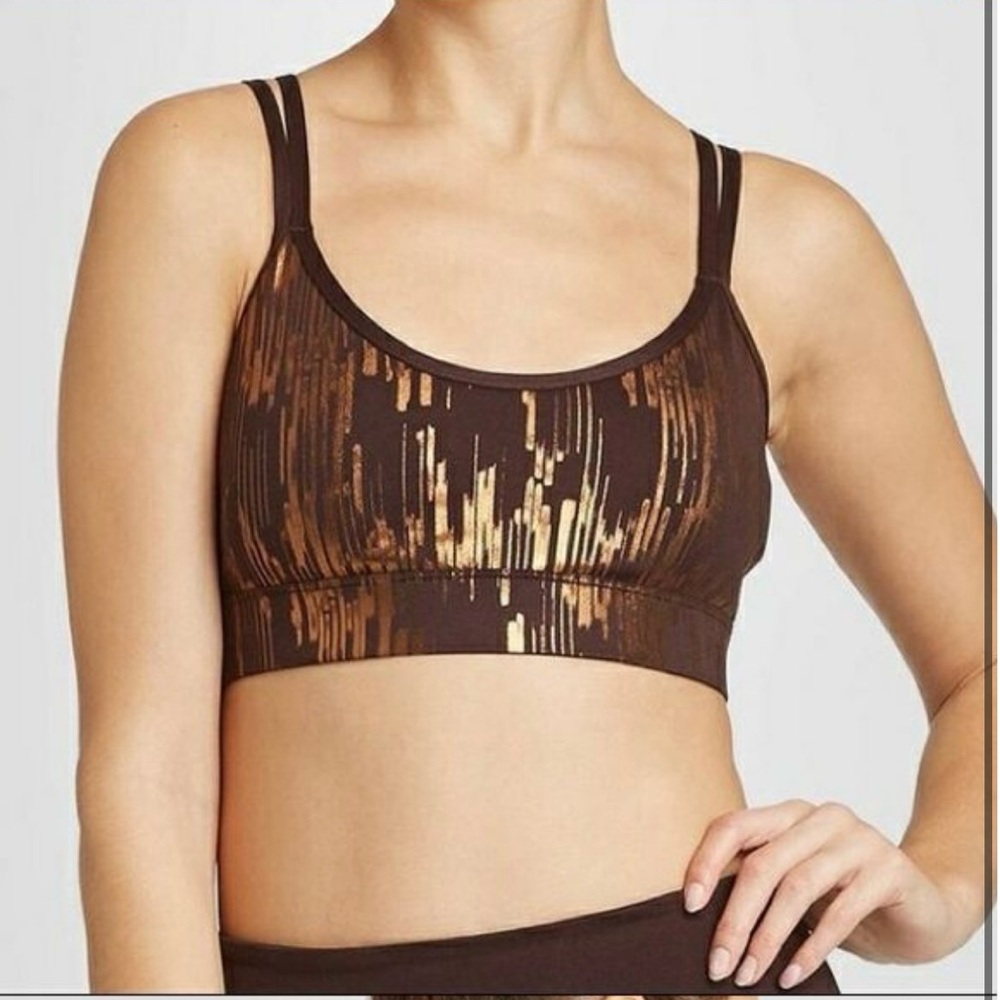 Joy Lab Brown and Metallic Bronze Sports Bra Size Large